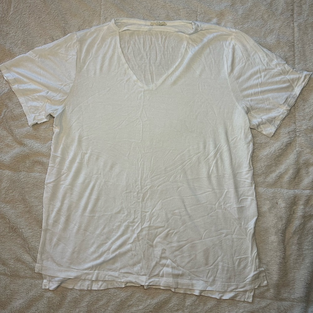 White cutout raw hem top size L